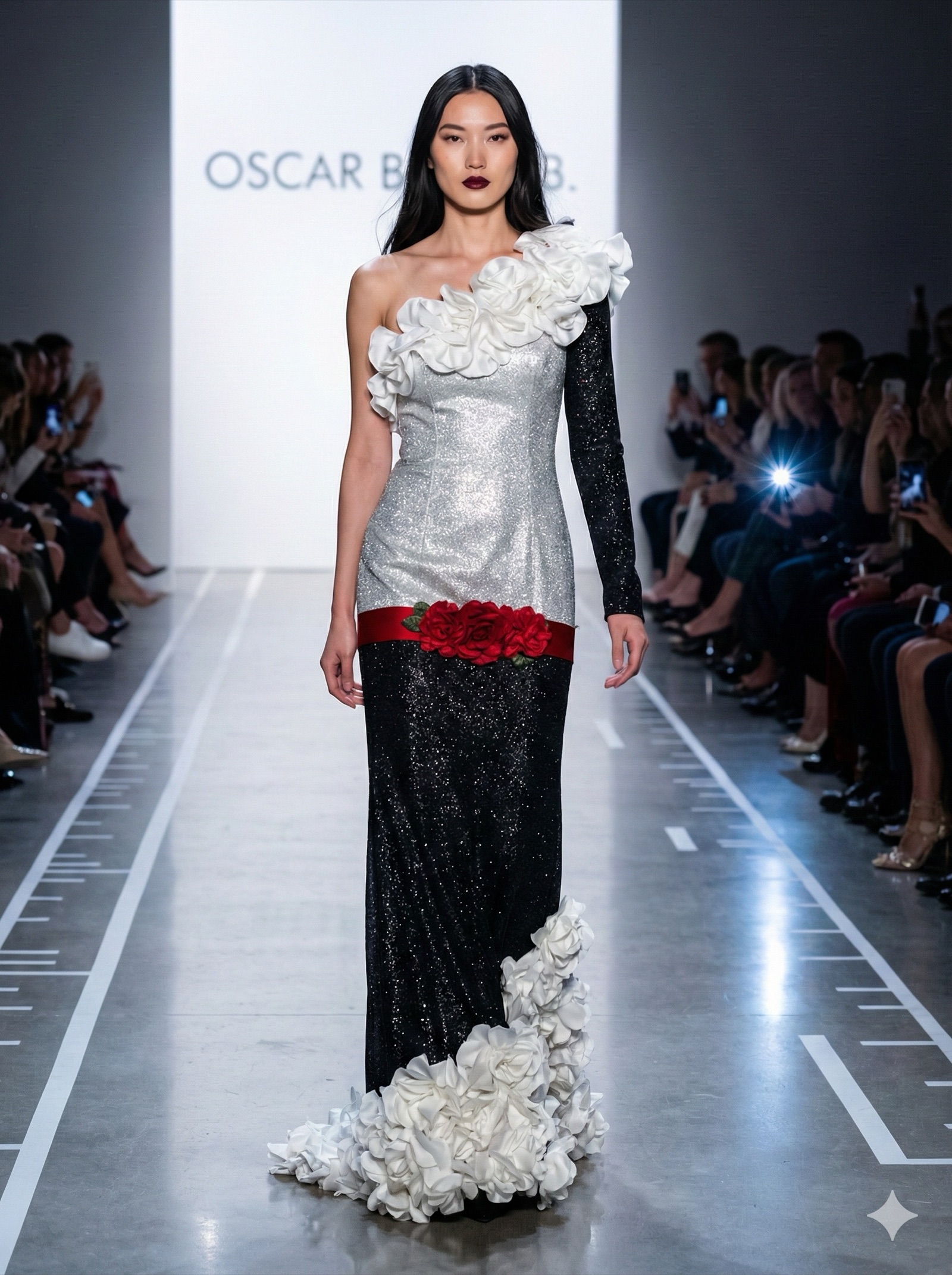 silver with red rose