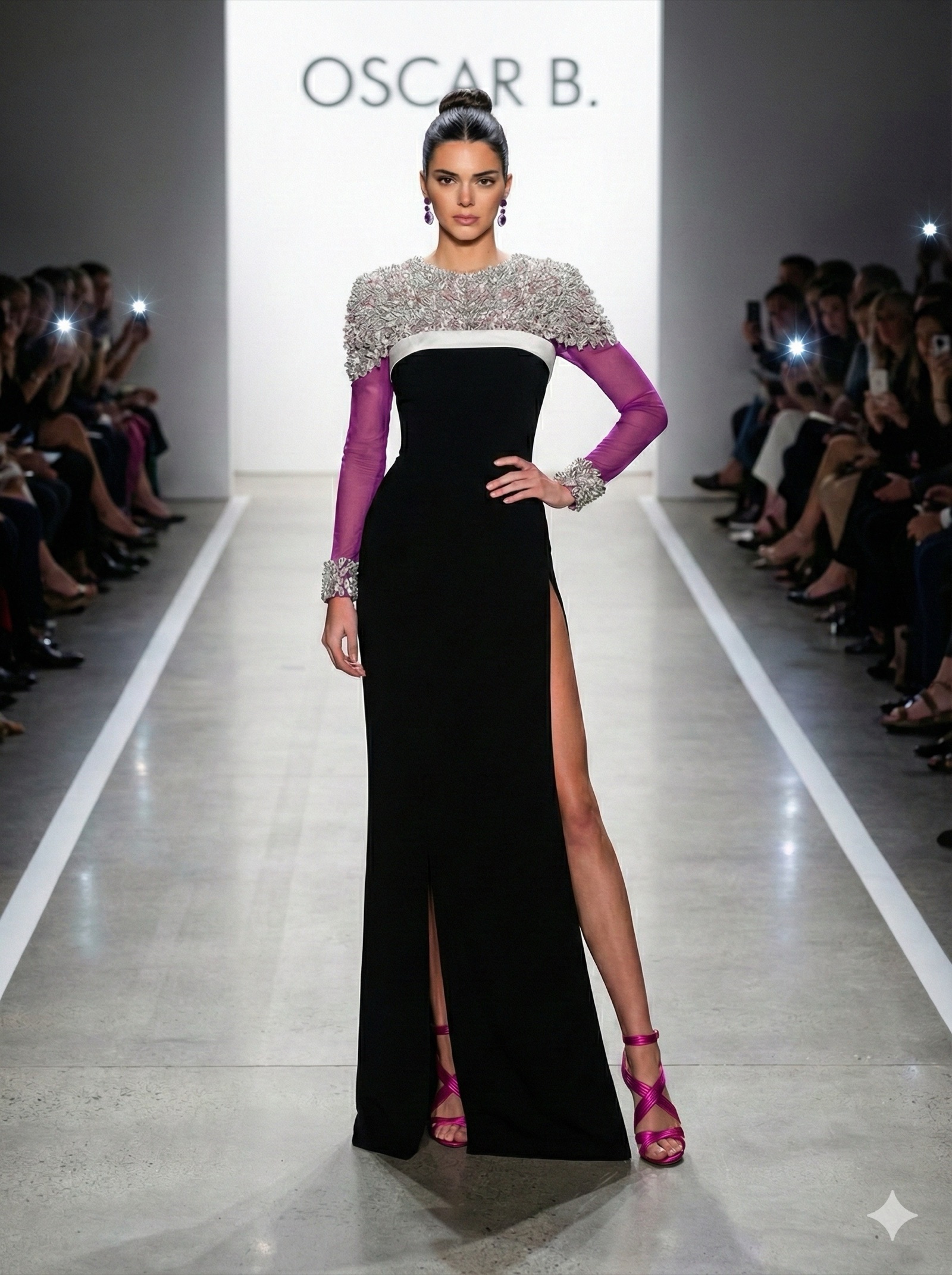 black with pink panels